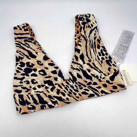 New Billabong Cheetah Print Reversible Bikini Top - Size S - Picture 1 of 5